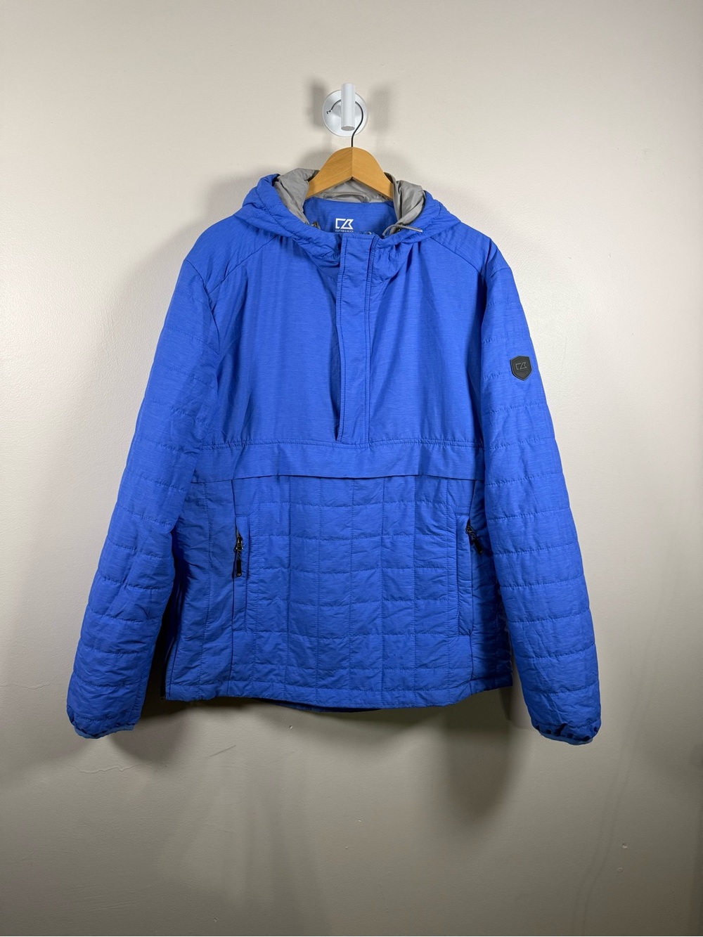 Cutter & Buck Royal Blue Quilted Hooded Pullover Jacket